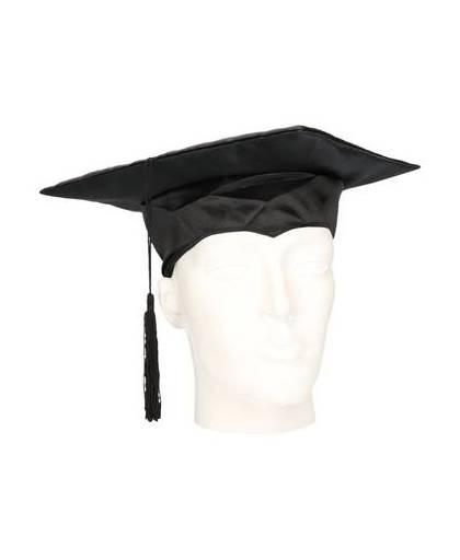 Afstudeer hoed zwart nylon voor volwassenen