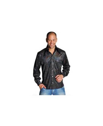 Zwart disco overhemd met glitters 56-58 (l)
