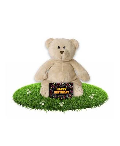 Verjaardag knuffel teddybeer - 23 cm - incl. Gratis verjaardagskaart