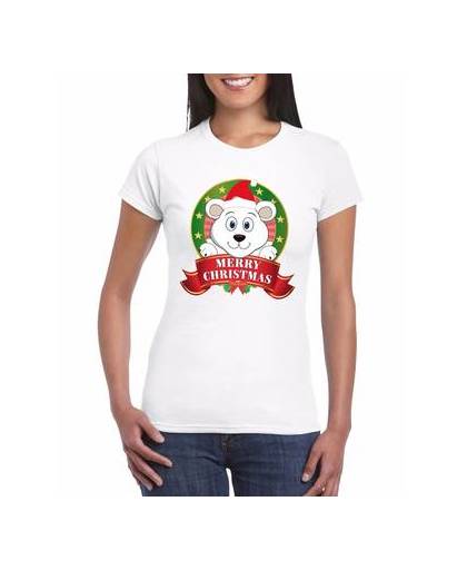 Foute kerst shirt voor dames - ijsbeer - merry christmas m