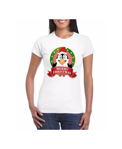 Foute kerst shirt voor dames - pinguin - merry christmas m