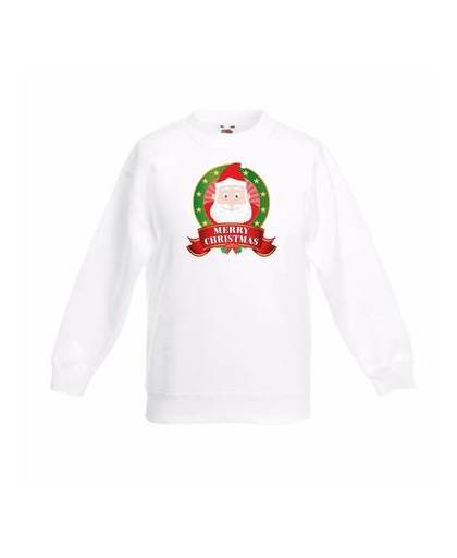 Kerst sweater voor kinderen met kerstman print - wit - jongens en meisjes sweater l (134-146)
