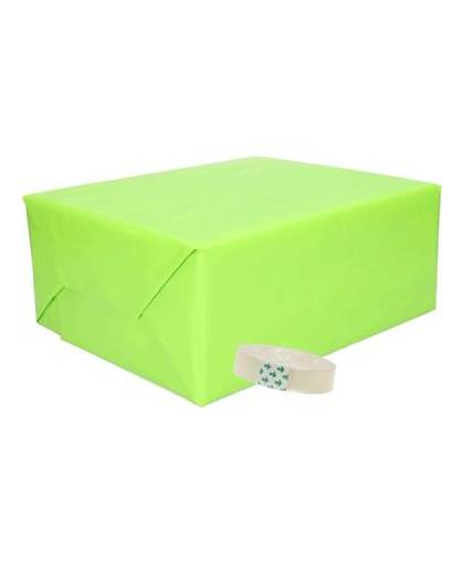 3x inpakpapier lime/groen inclusief plakband - cadeaupapier