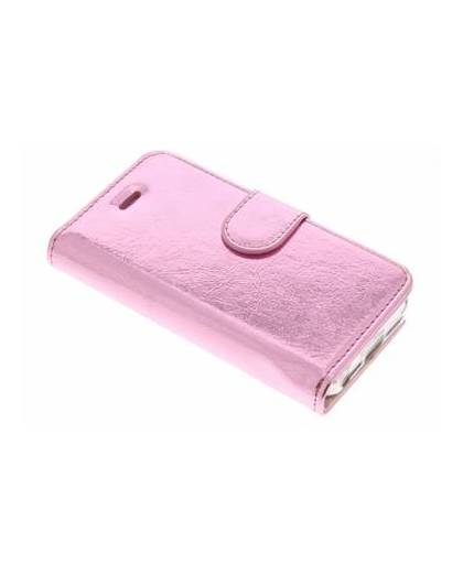 Roze glamour design tpu booktype hoes voor de iphone 5 / 5s / se