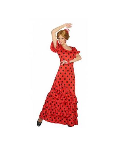 Rode spaanse jurk met stippen xs/s (34-36)