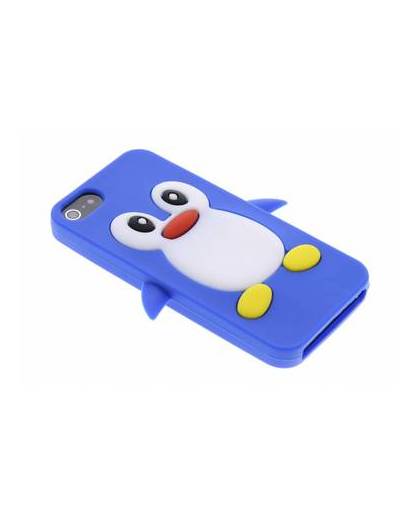 Blauw pinguin siliconen hoesje voor de iphone 5 / 5s / se