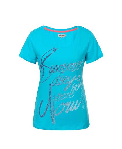Mona outdoor T-shirt met tekst turquoise