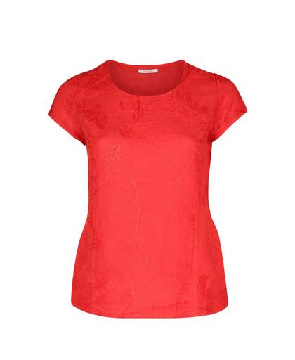 linnen T-shirt met borduursels rood