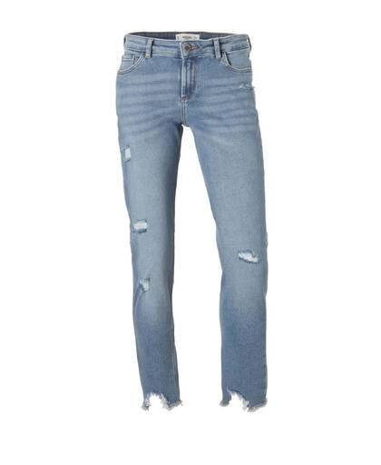 straight fit jeans met slijtage details