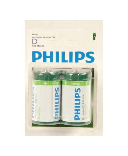 Phillips ll batterijen r20 1,5 volt 2 stuks