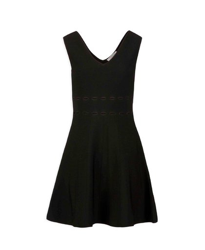 jurk met opengewerkte details zwart