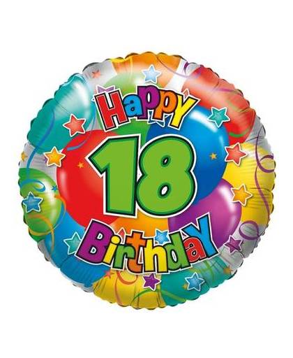 Folie ballon 18 happy birthday 35 cm - folieballon verjaardag 18 jaar 35 cm