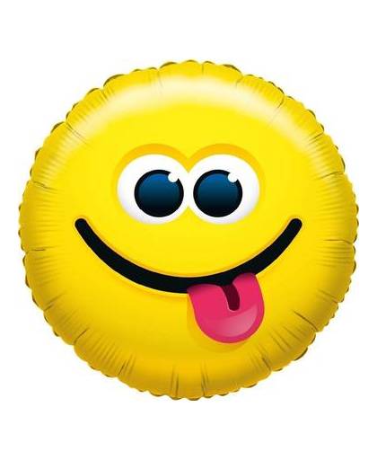 Folie ballon tong uitsteken smiley 35 cm - folieballon tong uitstekende emoticon 35 cm