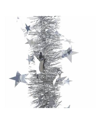 Zilveren kerstboom folie slinger met sterren - 270 cm - kerstslingers