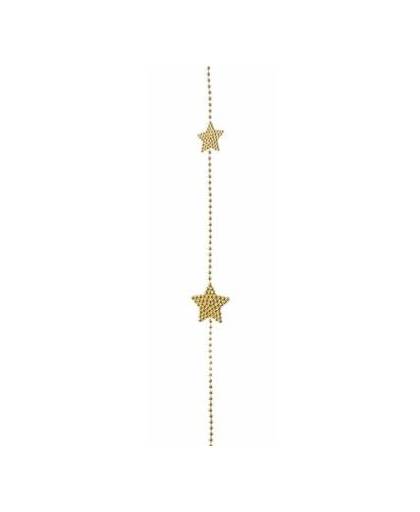 Kerst kralenslinger goud met sterren 270 cm