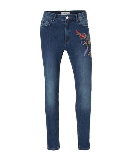 high waisted skinny fit jeans met borduursels