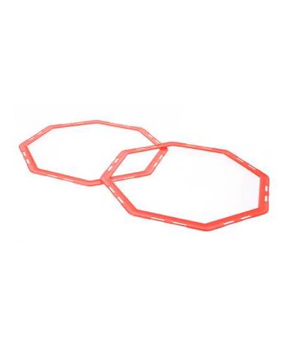 Sportec hexagonale speedrings met clips 12 delig rood