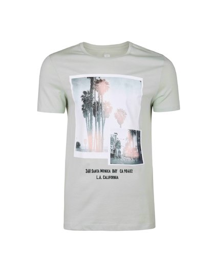 slim fit T-shirt met print grijsgroen