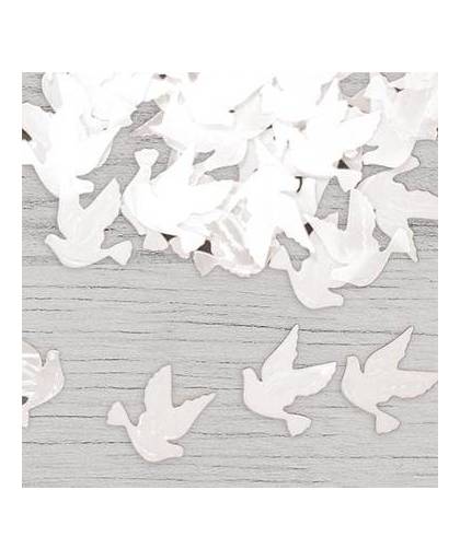 Tafelconfetti wit duifjes
