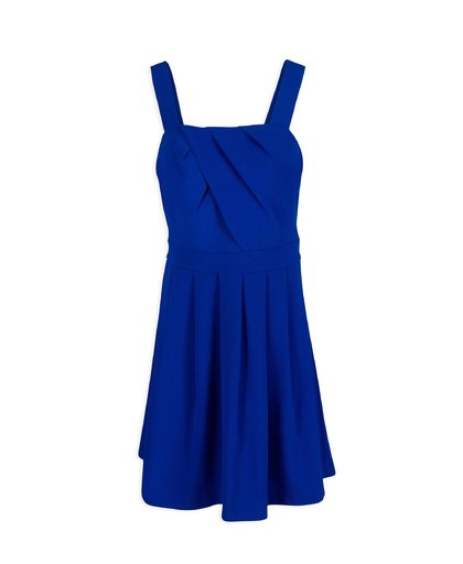 jurk met plooidetails blauw
