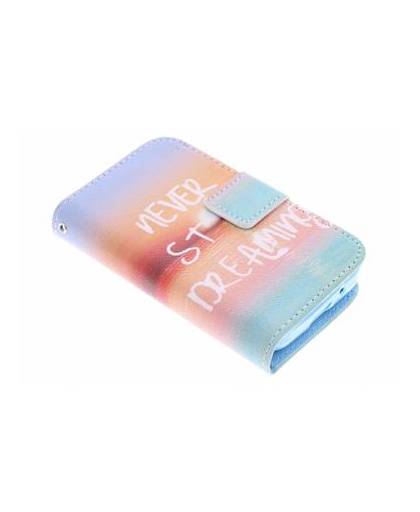 Never stop dreaming design tpu booktype hoes voor de samsung galaxy young 2
