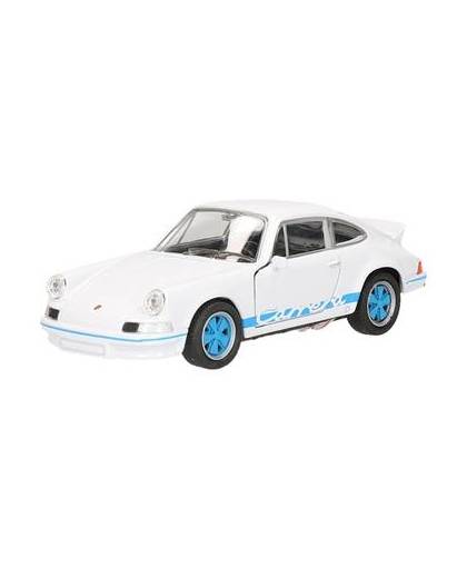 Speelgoed wit blauwe porsche carrera rs 1973 auto 11,5 cm