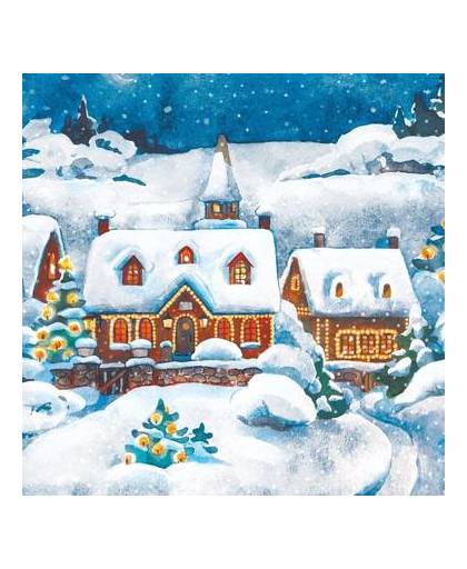 Kerst servetten sneeuw landschap thema - 20 st - wegwerpservetten