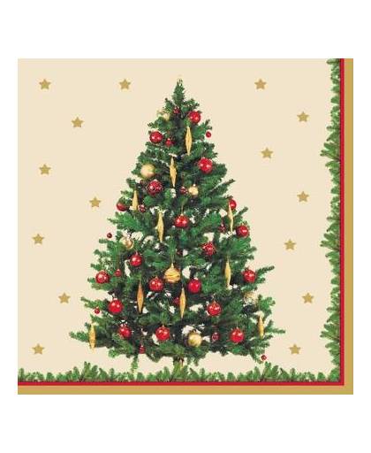 Kerst servetten kerstboom thema 20 stuks - wegwerpservetten