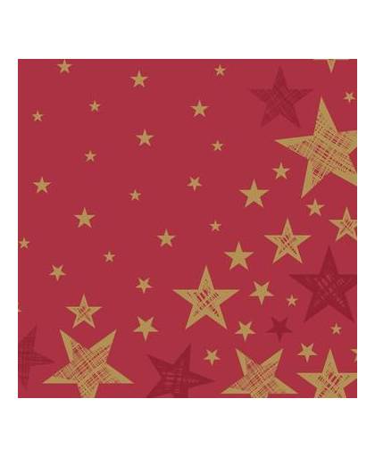 Kerst servetten shining star red - 20 stuks - wegwerpservetten