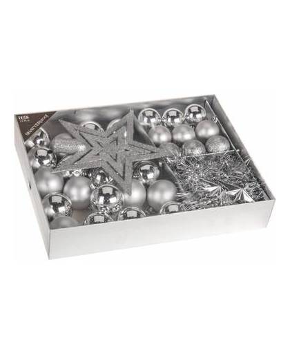 Home & styling collection 33-delige plastic kerstballen set zilver