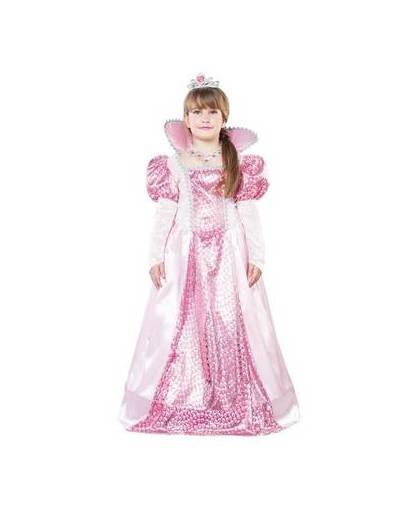 Roze koningin kostuum voor meisjes - koninginnen jurk 120-130 (7-9 jaar)