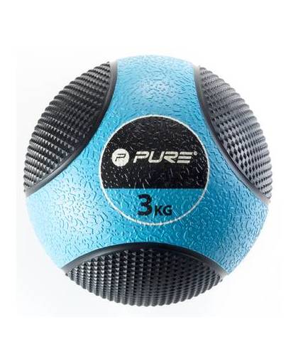Pure2improve medicine ball 3 kg lichtblauw/zwart