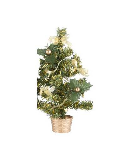 Mini kerstboompje met gouden versiering 20 cm - mini kunst kerstboom