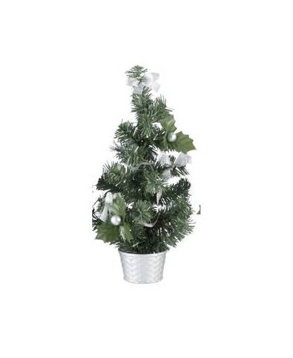 Mini kerstboompje met zilveren versiering 45 cm - mini kunst kerstboom