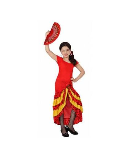 Rood met gele flamenco meisjes jurk 116 (5-6 jaar)