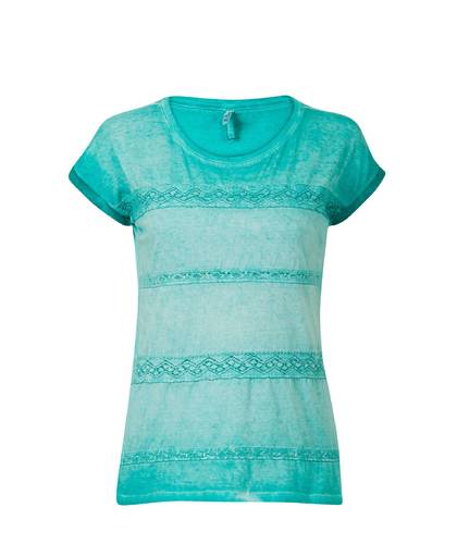 T-shirt met borduursels turquoise