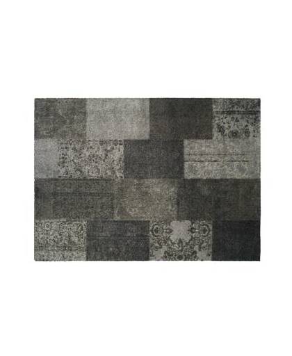 Schoonloopmat/karpet soft&deco patchwork taupe 140 x 200 cm