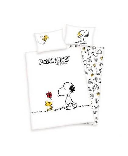 Snoopy flanel dekbedovertrek - ledikant (100x135 cm + 1 sloop)