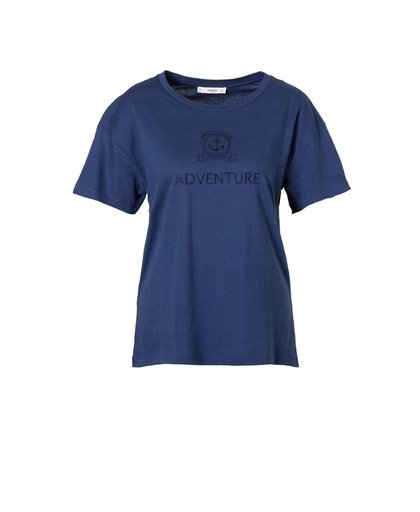 T-shirt met printopdruk donkerblauw