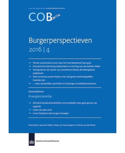 COB Burgerperspectieven 2016|4 - Paul Dekker, Josje den Ridder, Pepijn van Houwelingen, e.a.