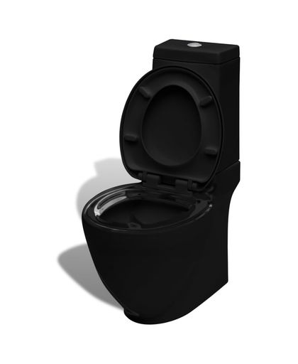 Rechthoekig keramisch toilet zwart met stortbak