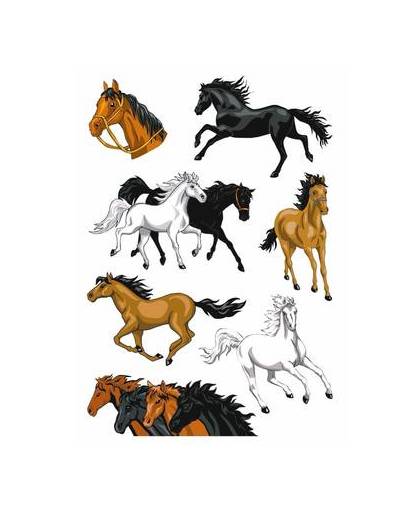 Paarden folie glitter stickers 1 vel