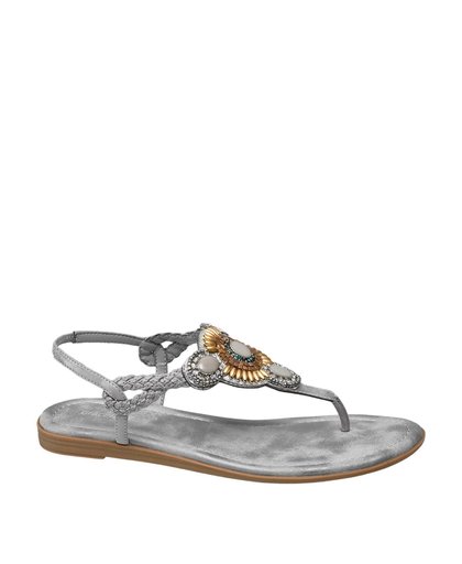 sandalen met sierstenen - zilver
