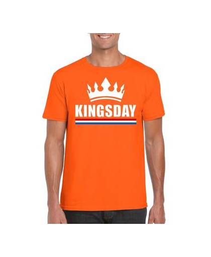 Oranje kingsday met kroon shirt heren s