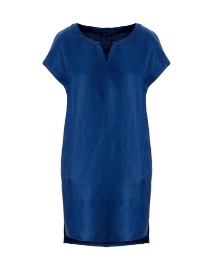 linnen jurk kobaltblauw
