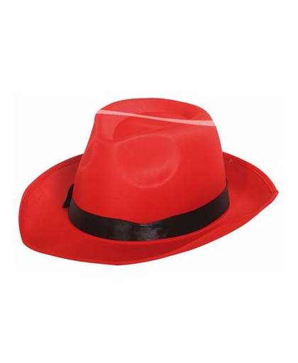 Fedora hoed rood met zwarte band