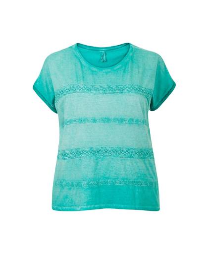 T-shirt met broderie turquoise