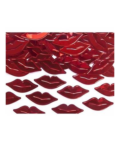 Decoratie confetti rode lippen van plastic 30 gram