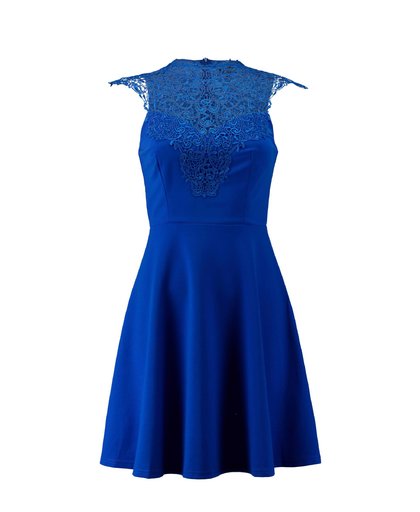 jurk met borduursels blauw