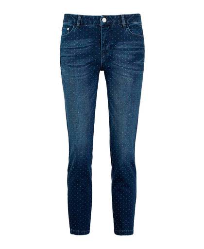 Francien cropped skinny fit jeans met stippen